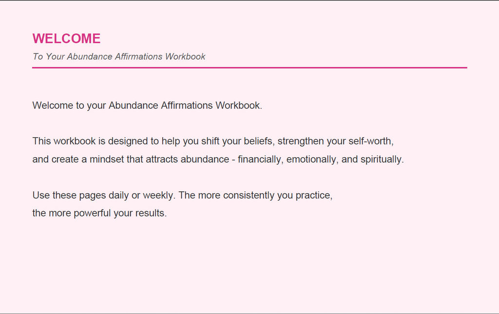 Abundance Affirmations Workbook