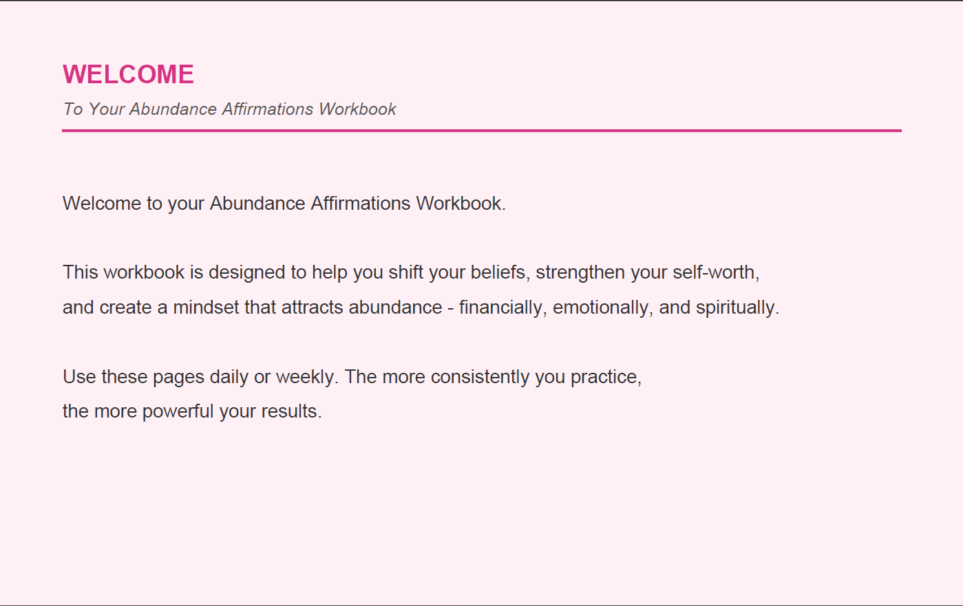 Abundance Affirmations Workbook